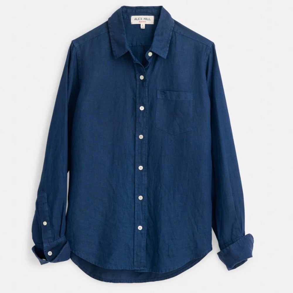 Alex Mill Wyatt Shirt in Blue Linen - Small - NWT